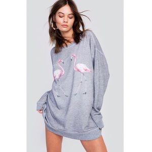 WILDFOX Roadtrip Sweatshirt Flamingos